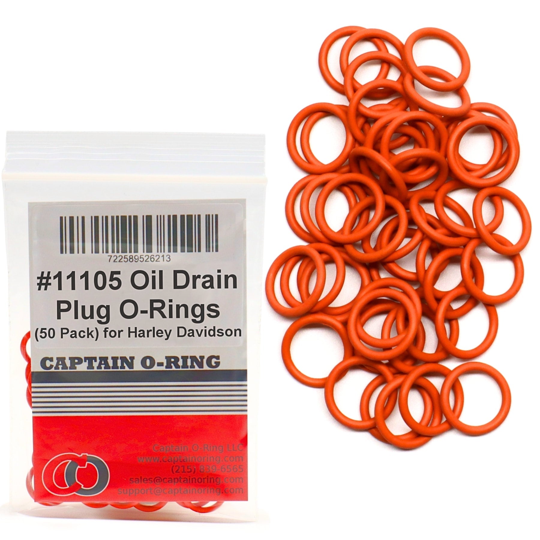 50 Pack) Harley Davidson Drain Plug O-Ring #11105 [Orange Color