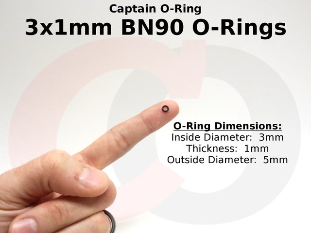 Captain O-Ring – 3x1mm BN90 O-Ring [3mm ID x 1mm CS x 5mm OD, Buna Nitrile,  90 Durometer] (10 Pack)