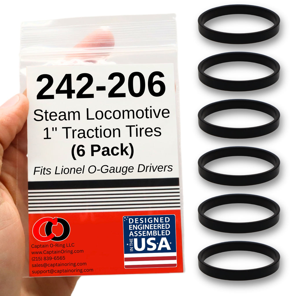 242-206 Rubber Traction Tire Replacements for Lionel O Gauge Steam Engine Locomotives (6 Pack)