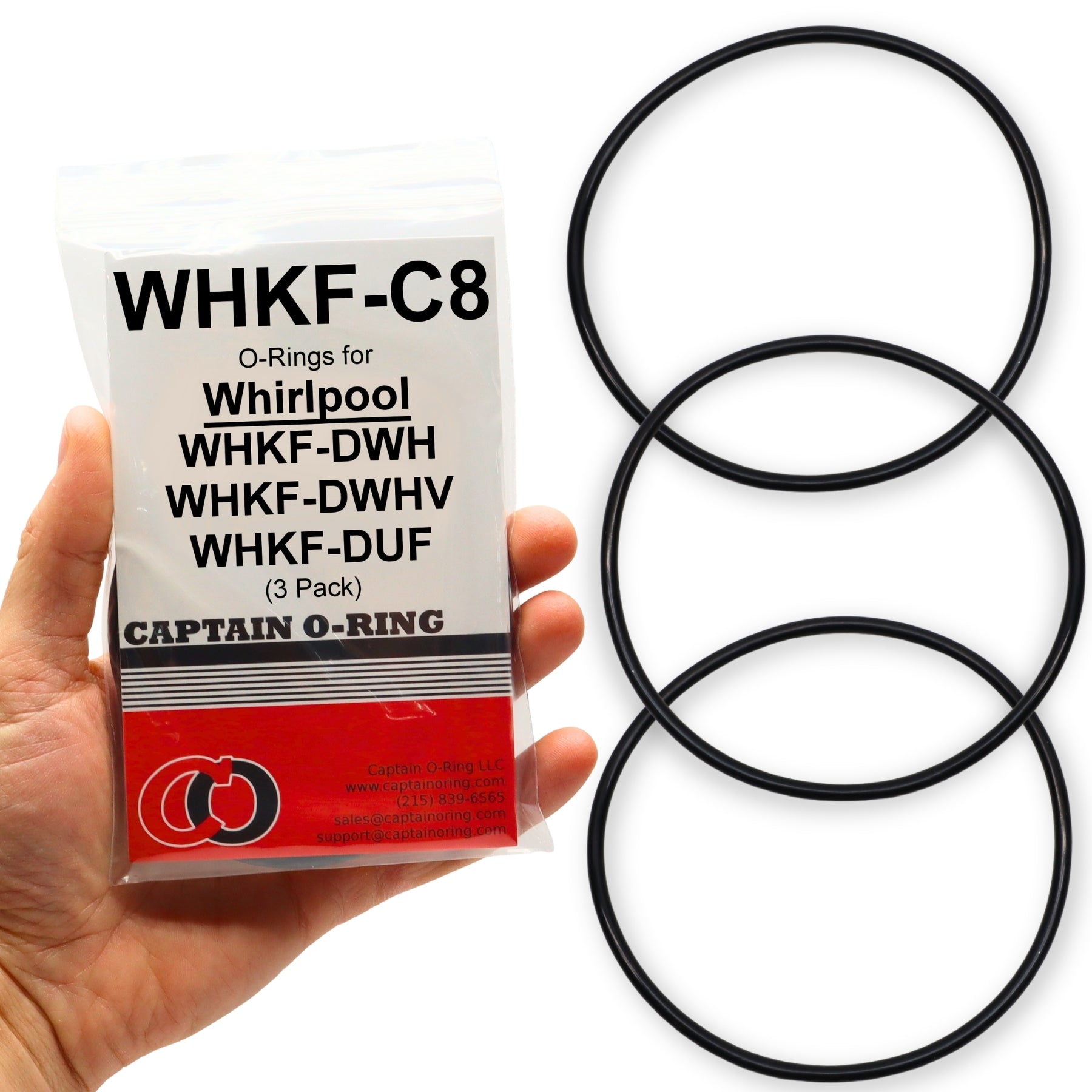 Whirlpool WHKF-C8 O-Rings for WHKF-DWHV, WHCF-DWHV, WHKF-DWH & WHKF-DUF Water Filter [3 Pack]