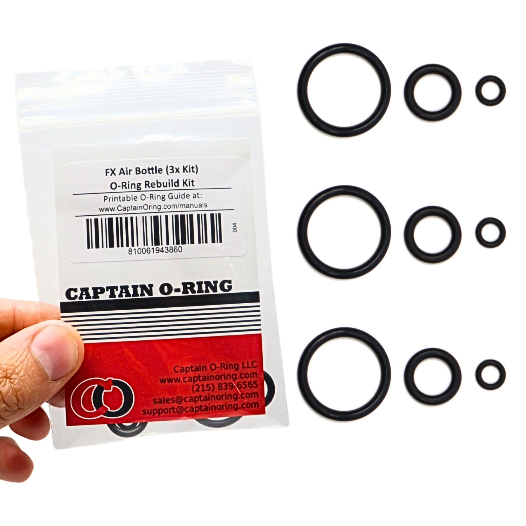 3x O-Ring Rebuild Kit for FX Air Bottle [3 complete o-ring rebuilds]