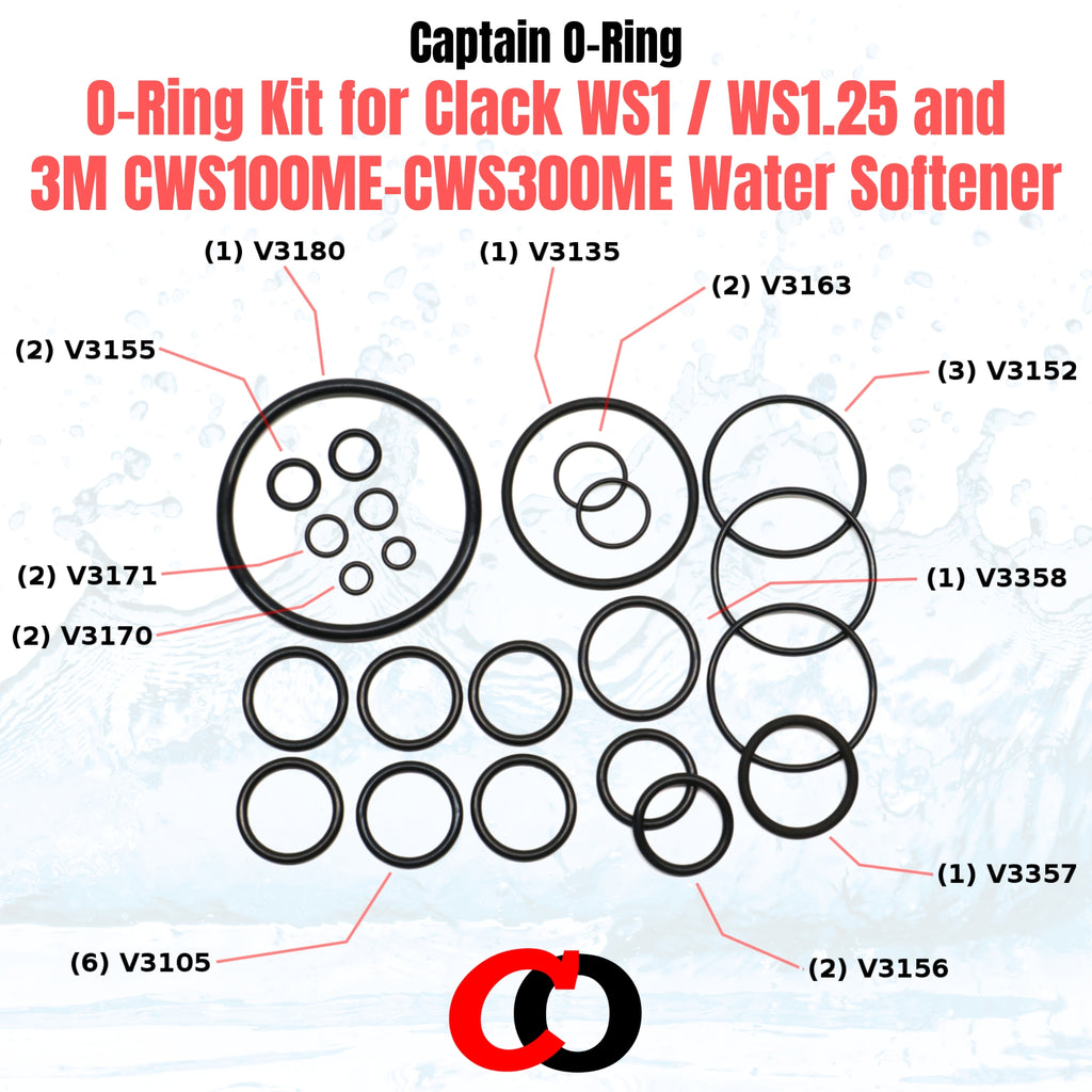 O-Ring Kit for Clack WS1 / WS1.25 and 3M CWS100ME-CWS300ME Water Softener