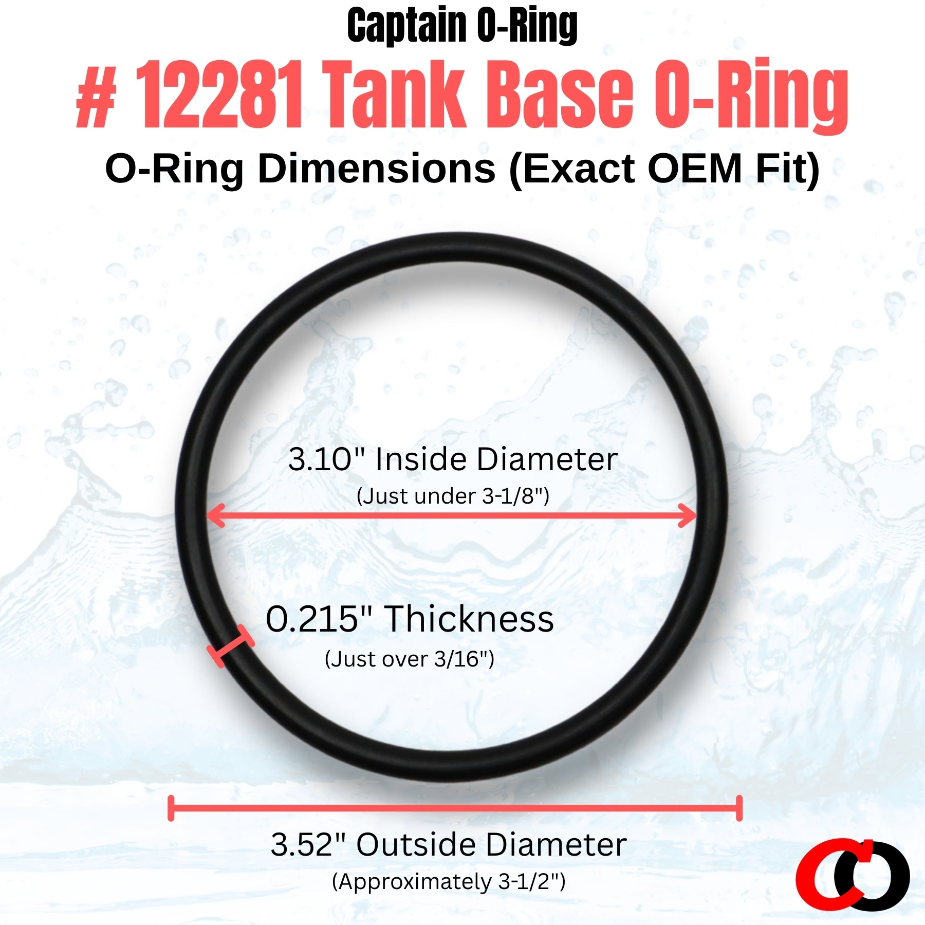 12281 Tank Base O-Ring for Fleck 5600 9000 Softener (2 Pack)