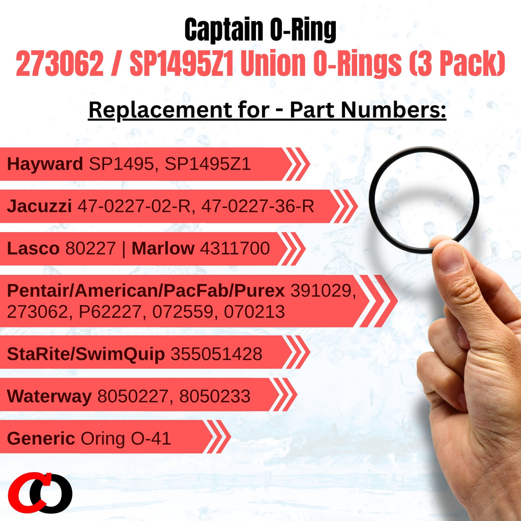 273062 / SP1495Z1 Union O-Ring for Pentair, Hayward, Jacuzzi, Waterway and more (3 Pack)