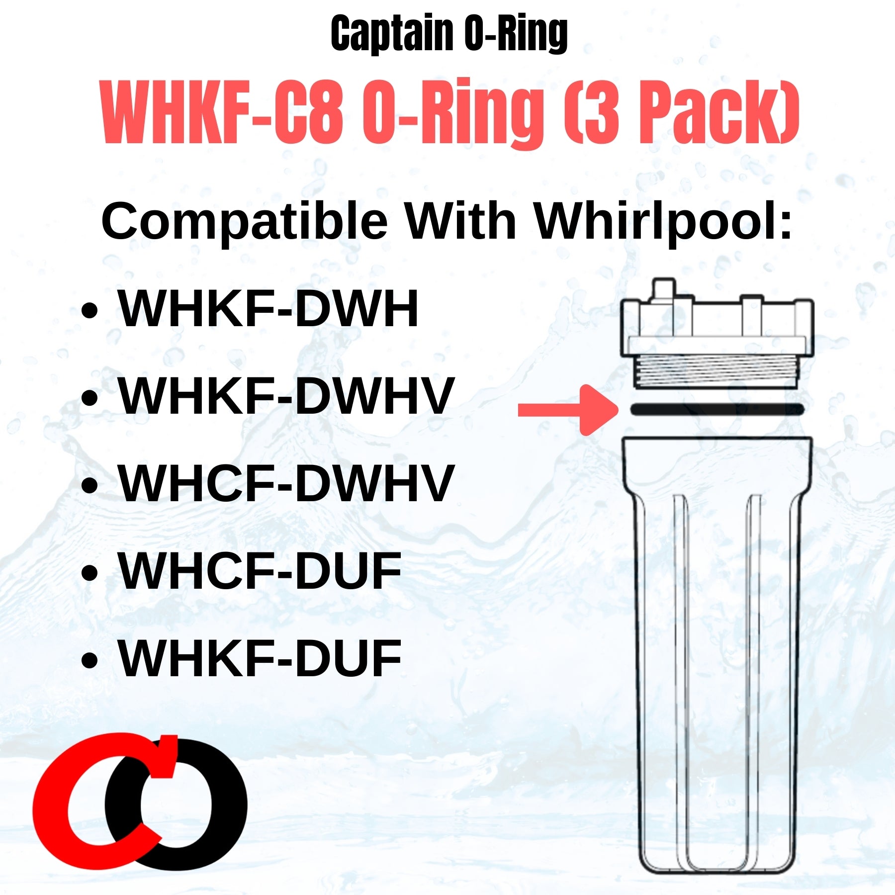 Whirlpool WHKF-C8 O-Rings for WHKF-DWHV, WHCF-DWHV, WHKF-DWH & WHKF-DUF Water Filter [3 Pack]