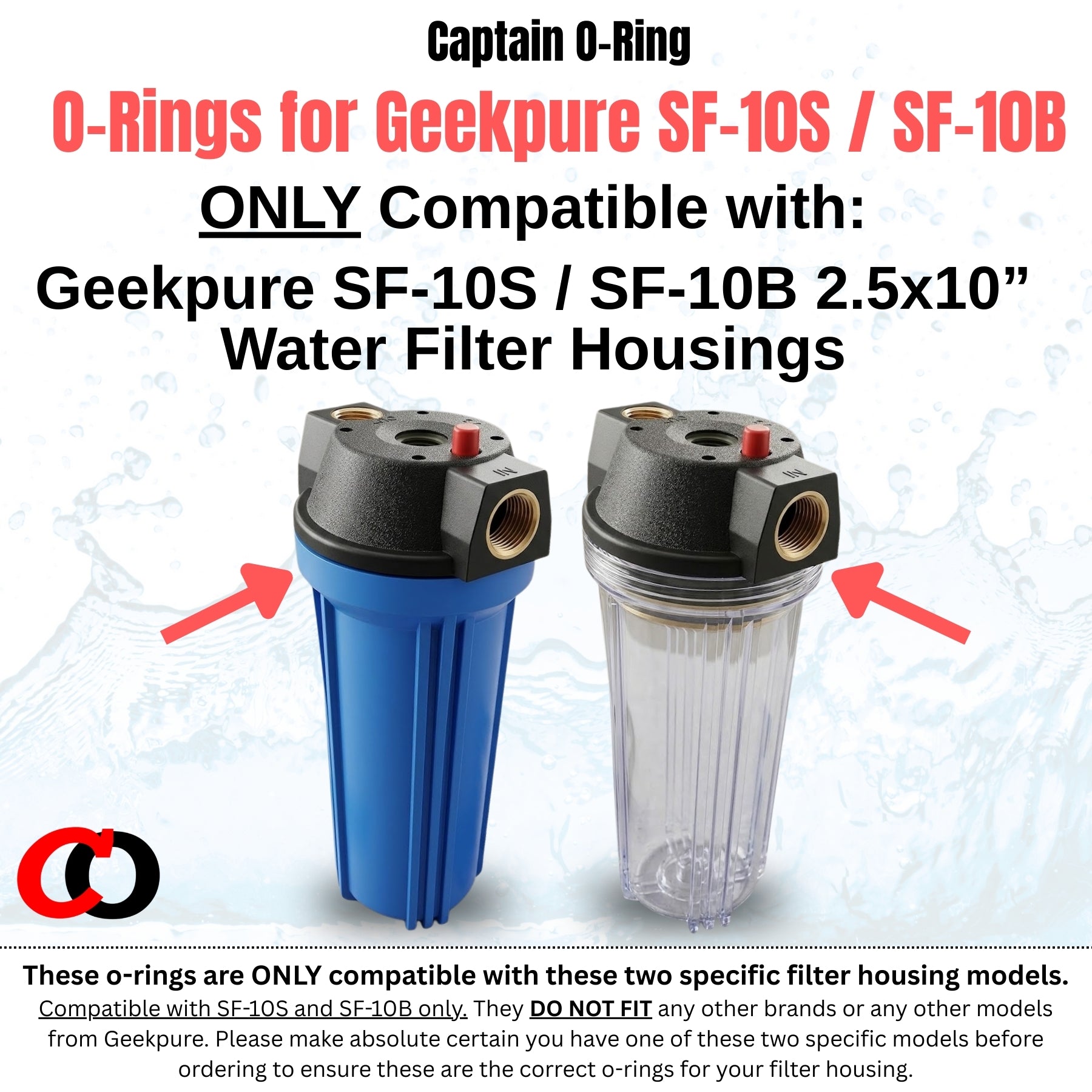 O-Rings for Geekpure SF-10S / SF-10B Filter Housings (for 2.5x10” SF-10S/B only) (4 Pack)