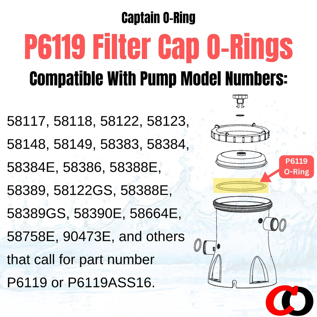 P6119 (P6119ASS16) O-Ring for Bestway Flowclear Pump Filter Cap Cover (2 Pack)