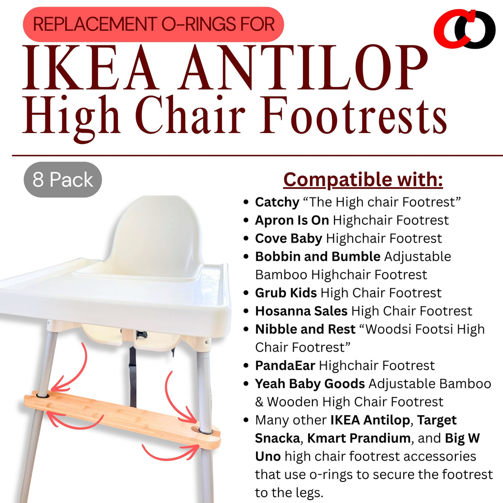O-Rings for IKEA Antilop Baby High Chair Footrest (8 Pack)