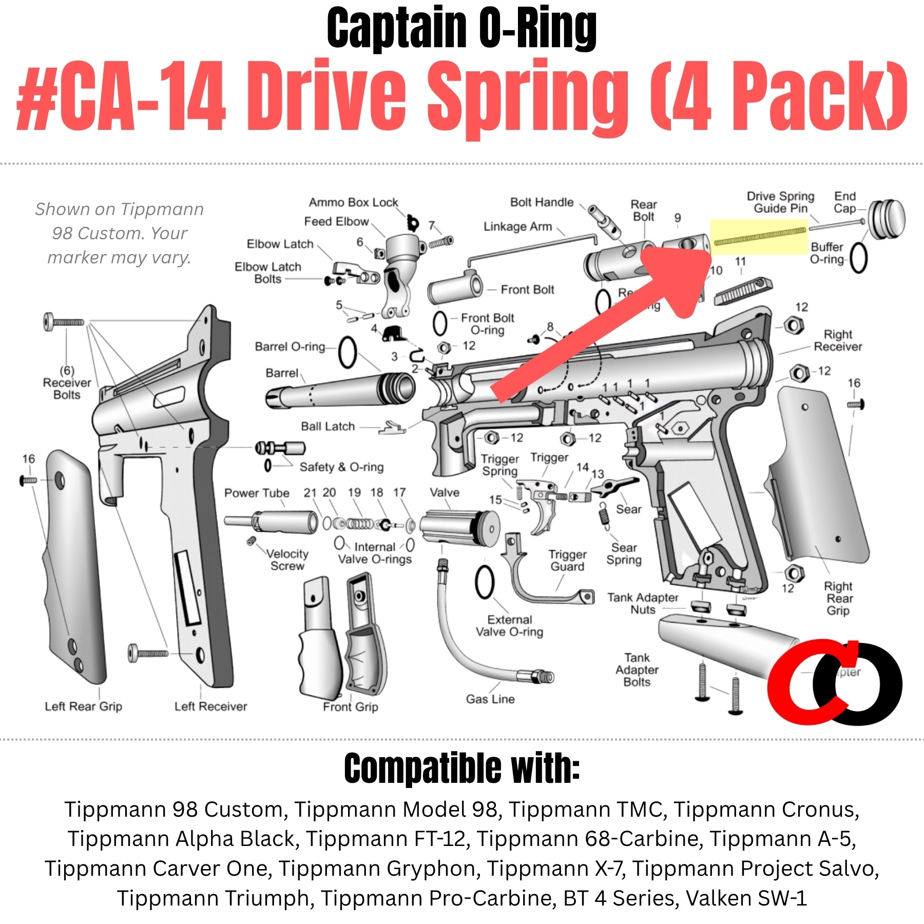 Tippmann CA-14 Drive Spring Replacement (4 Pack)