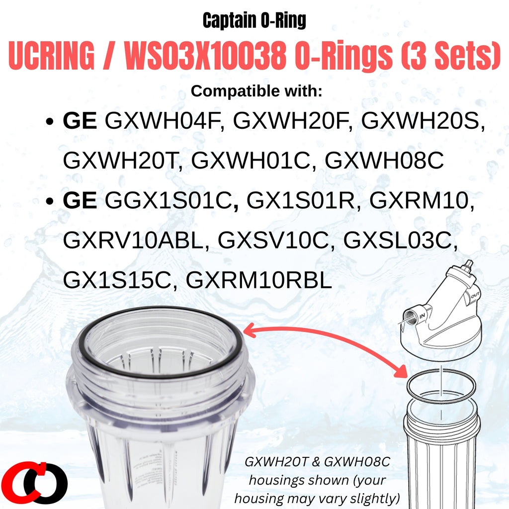 UCRING / WS03X10038 O-Rings for GE GXWH20F GXWH04F GXRM10RBL GX1S01R Water Filter Housings (3 Sets, 6 O-Rings)