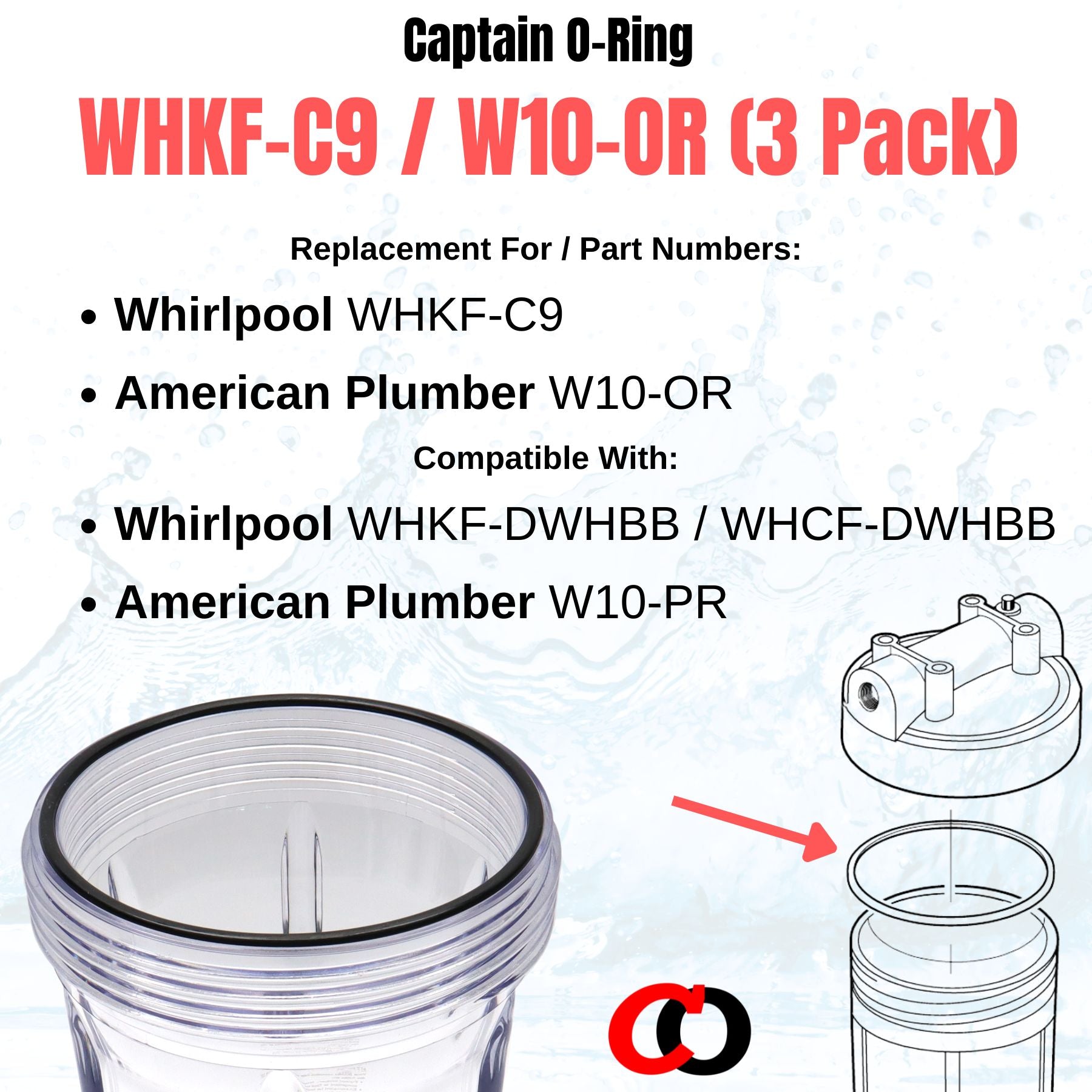 Whirlpool WHKF-DWHBB, WHCF-DWHBB (WHKF-C9) & American Plumber W10-PR (W10-OR) (3 Pack)