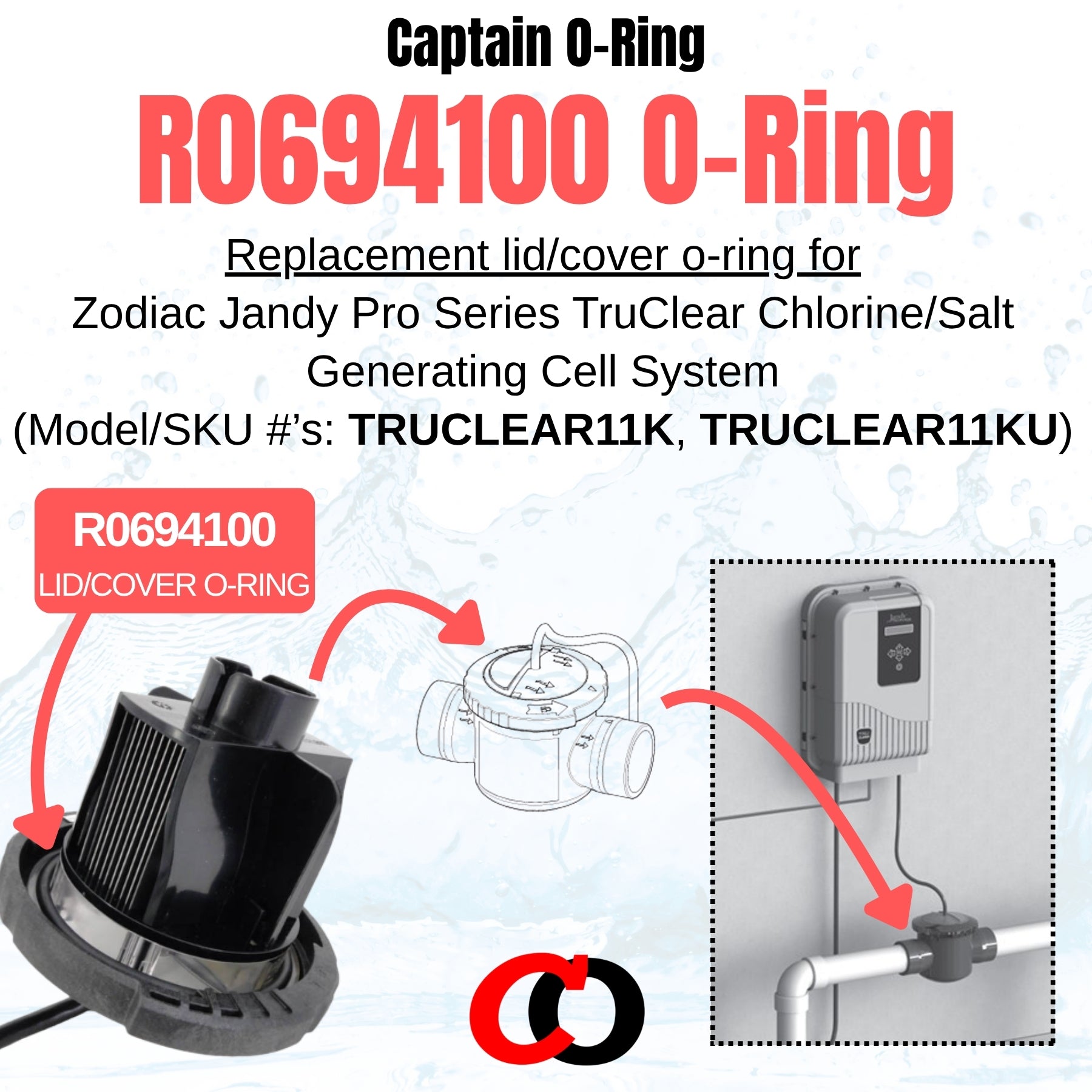 R0694100 O-Rings for Zodiac Jandy Pro Series TruClear Chlorinator (2 Pack)