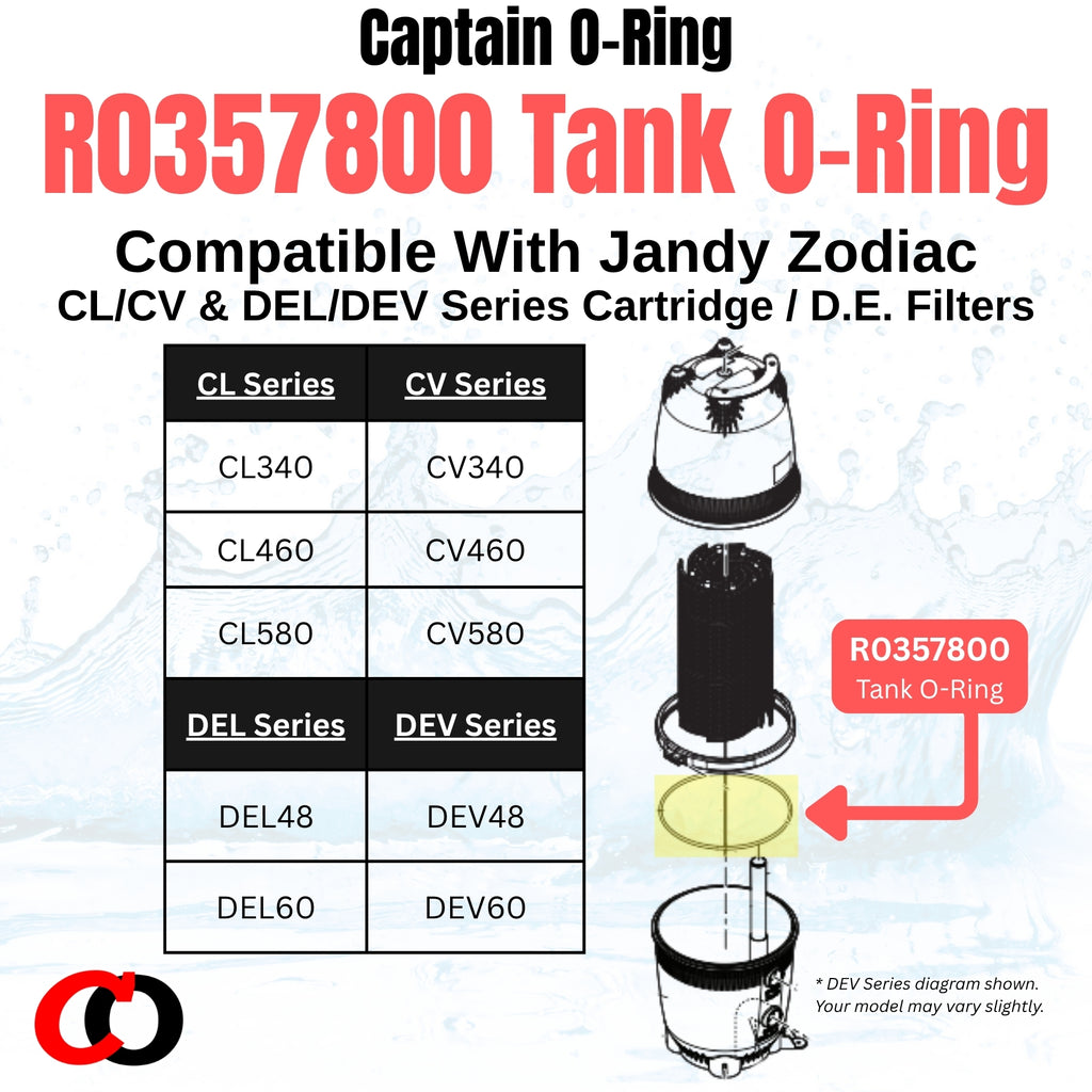 R0357800 Tank O-Ring for Jandy Zodiac CL340 CL460 CL580 CV340 CV460 CV580 DEL48 DEL60 DEV48 DEV60 Pool Filter