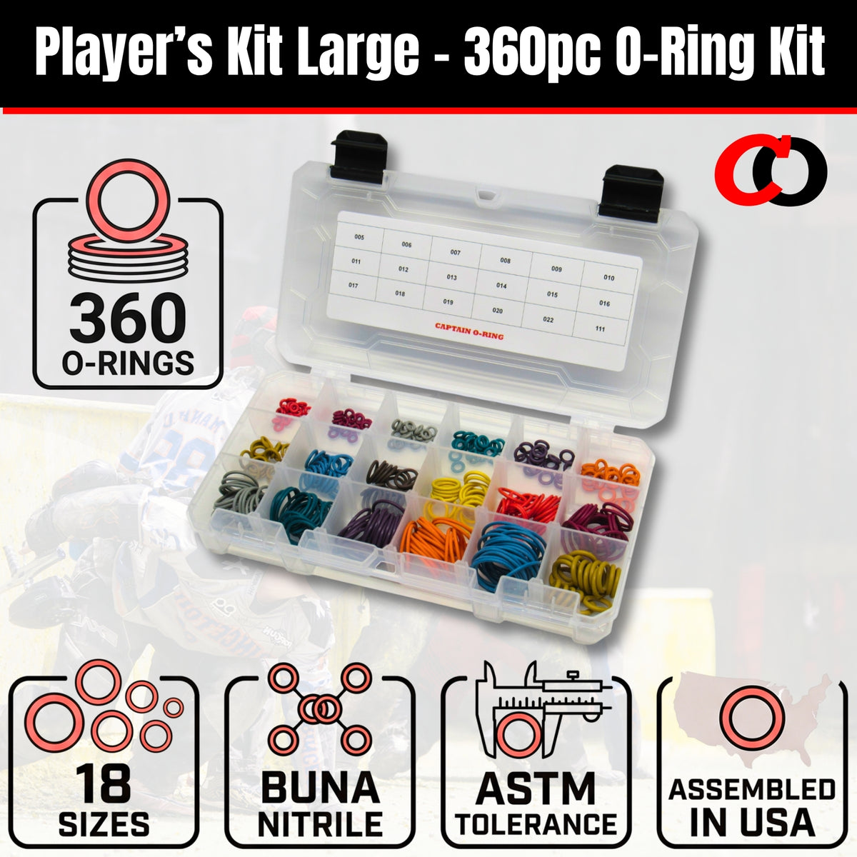 Players Kit Large (18 sizes, 360 pcs) Paintball O-Ring Kit