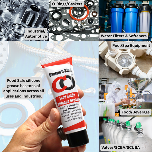 Captain O-Ring NSF Food Grade Silicone Lubricant Grease for O-Rings, Seals, Gaskets, Valves, Pools, Plumbing, Scuba, Automotive, and more (1.76oz, 50g) Captain O-Ring NSF Food Grade Silicone Lubricant Grease for O-Rings, Seals, Gaskets, Valves, Pools, Plumbing, Scuba, Automotive, and more (1.76oz, 50g)