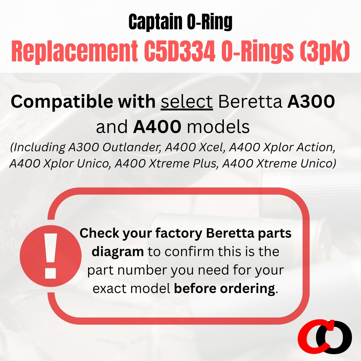 C5D334 Gas Valve O-Ring for Beretta A300 / A400 (3 Pack)