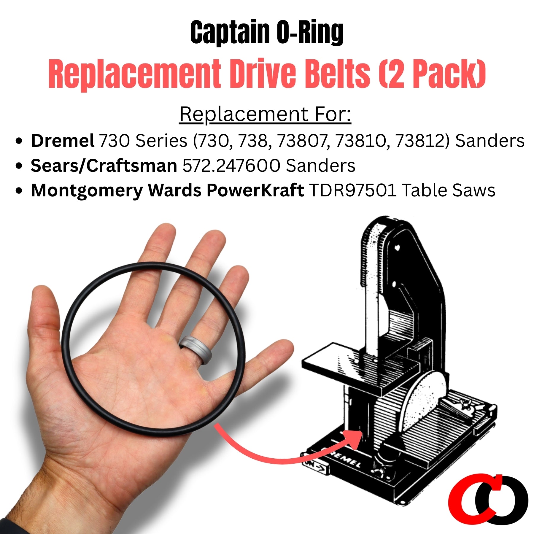 Replacement Drive Belts for Dremel 730 Disc-Belt Sander (2 Pack) – 730 738 73807 73810 73812 (also fits Sears/Craftsman 572.247600)