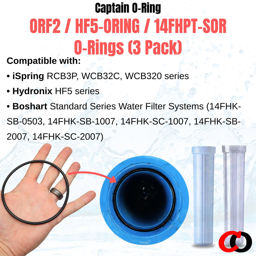 ORF2 / HF5-ORING / 14FHPT-SOR O-Rings for iSpring RCB3P, WCB32C, WCB32O, Hydronix HF5, and Boshart Standard Water Filter (3 Pack)