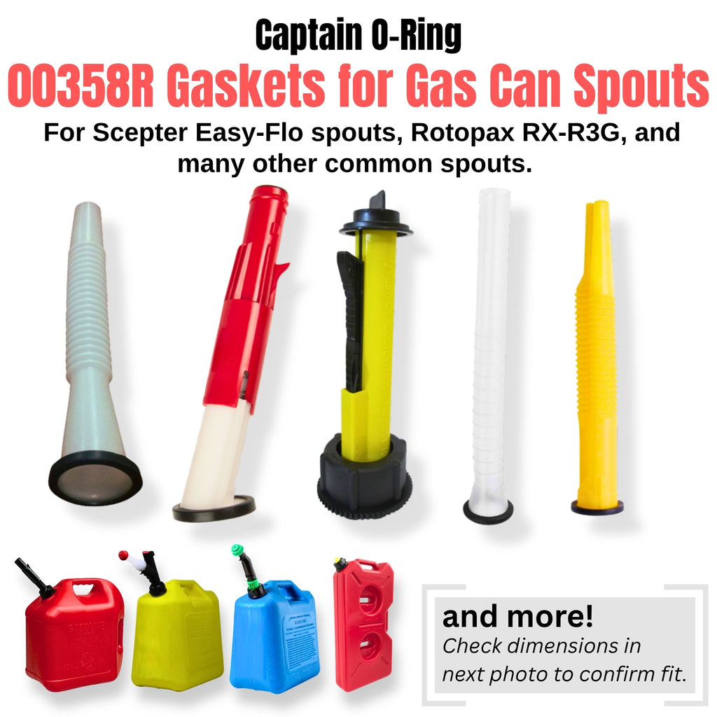Gas Can Spout Seals (6 Pack) [#00358R for Scepter Easy-Flo, Rotopax RX-R3G, etc]
