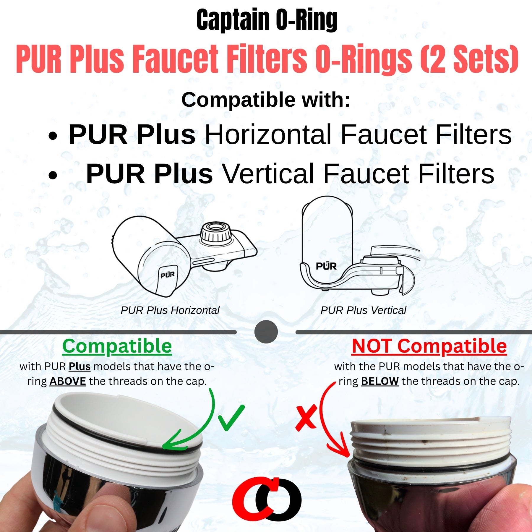 O-Rings for PUR Plus Sink Faucet Filters (2 Sets)