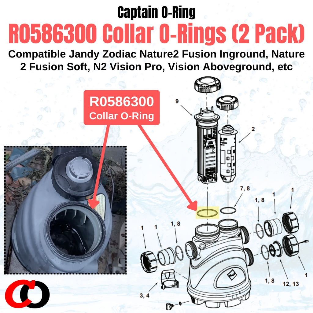 R0586300 Collar O-Rings for Jandy Zodiac Nature 2 Fusion / Vision Sanitizer (2 Pack)