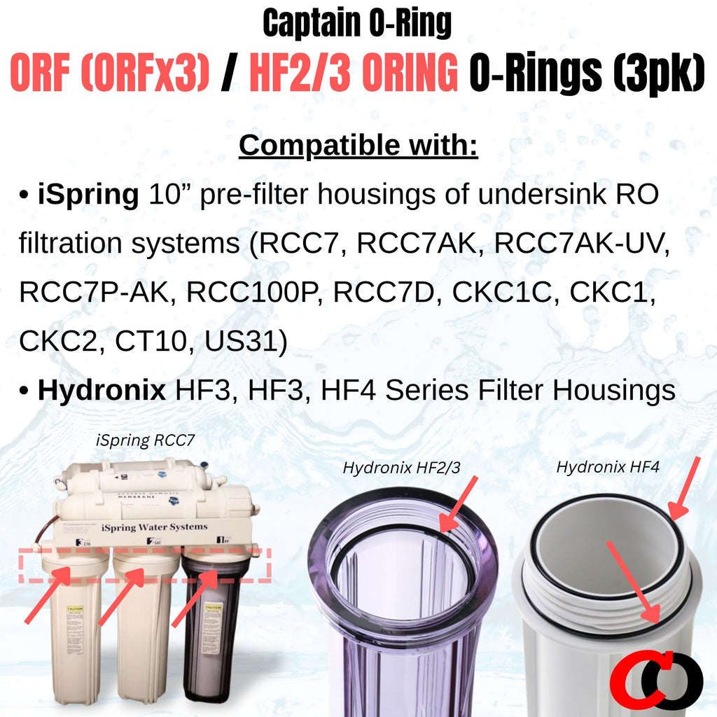 ORF (ORFx3) HF2/3 ORING for iSpring RCC RO and Hydronix HF2/3/4 (3 Pack)