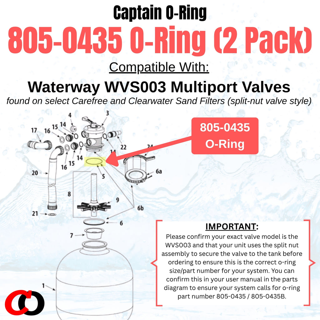 805-0435 O-Rings for Waterway WVS003 Multiport Valve (2 Pack) [805-0435B]