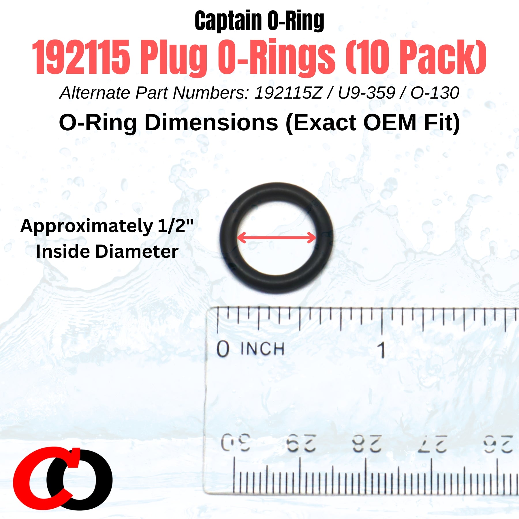 192115 (192115Z, U9-359, O-130) O-Ring Gaskets for Pentair 071131 / 357161 Drain Plugs (10 Pack)