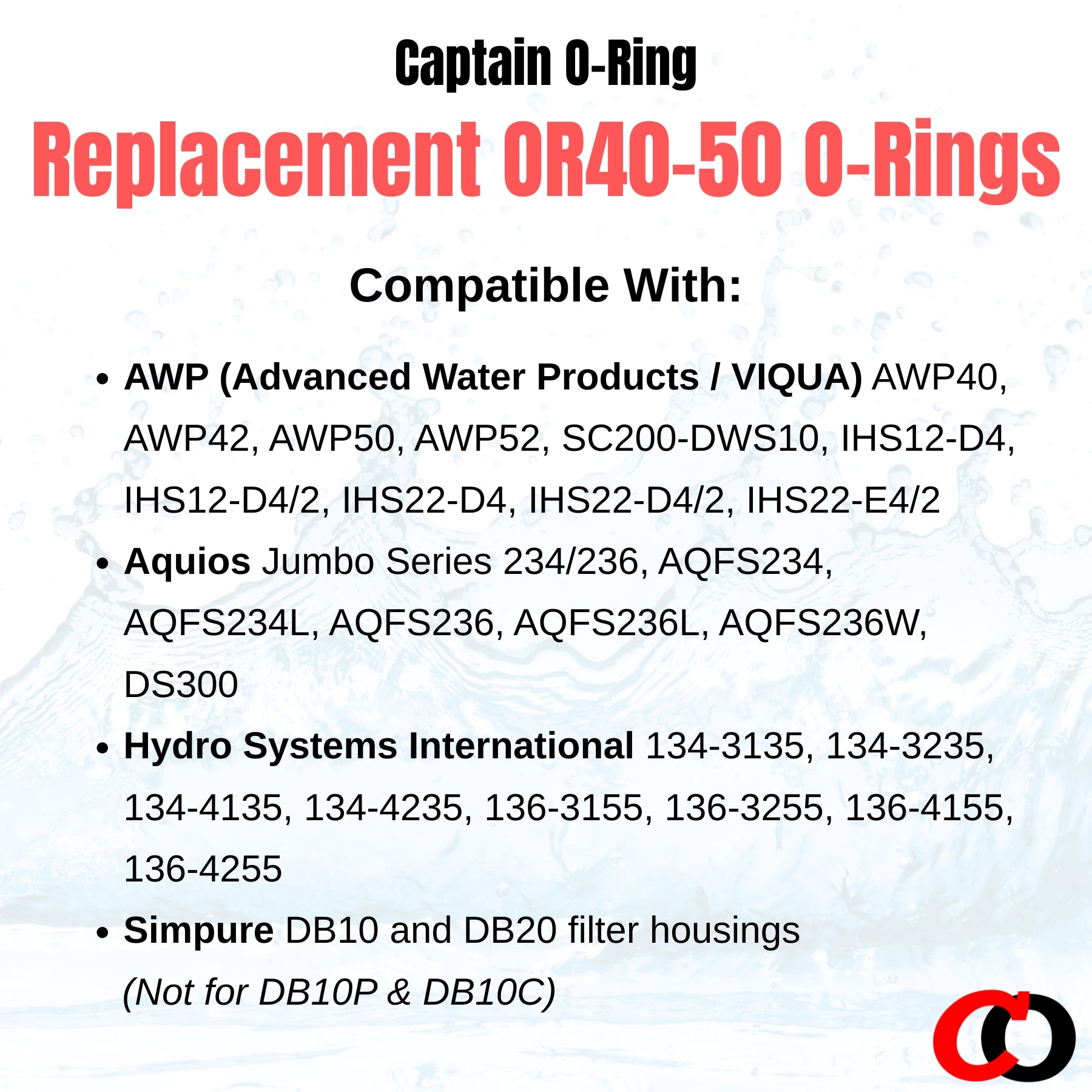 Viqua OR40-50 / Simpure DB10,DB20 / Aquios OR236 O-Rings (3 Pack)