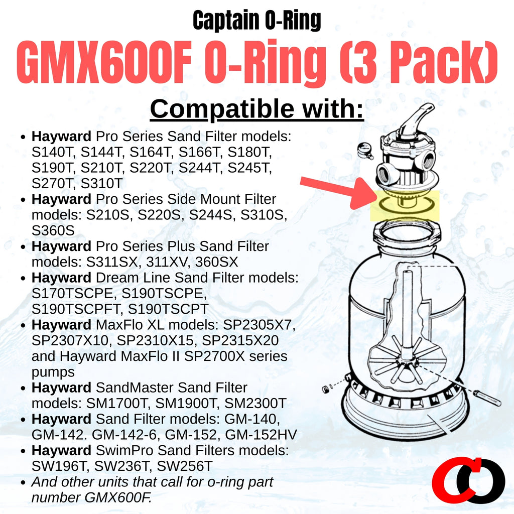 Hayward GMX600F O-Rings for Pro Series Sand Filters S140T, S144T, S180T, S210T, S220T, S244T (3 Pack)