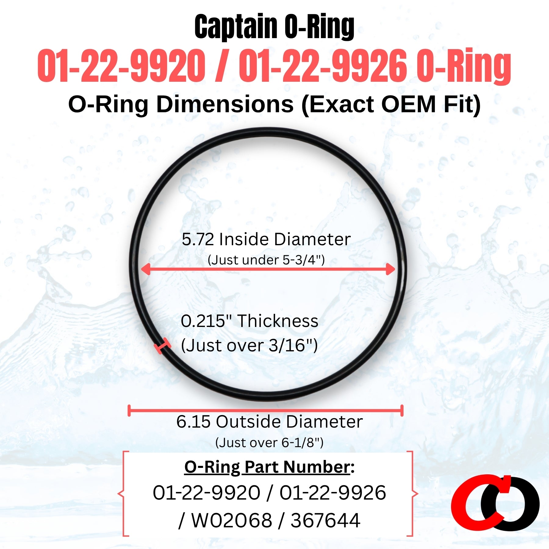 01-22-9920 / 01-22-9926 / W02068 O-Rings for King Frog Cycler, Sani-King Feeders, and Waterco Valves/Filters (2 Pack)