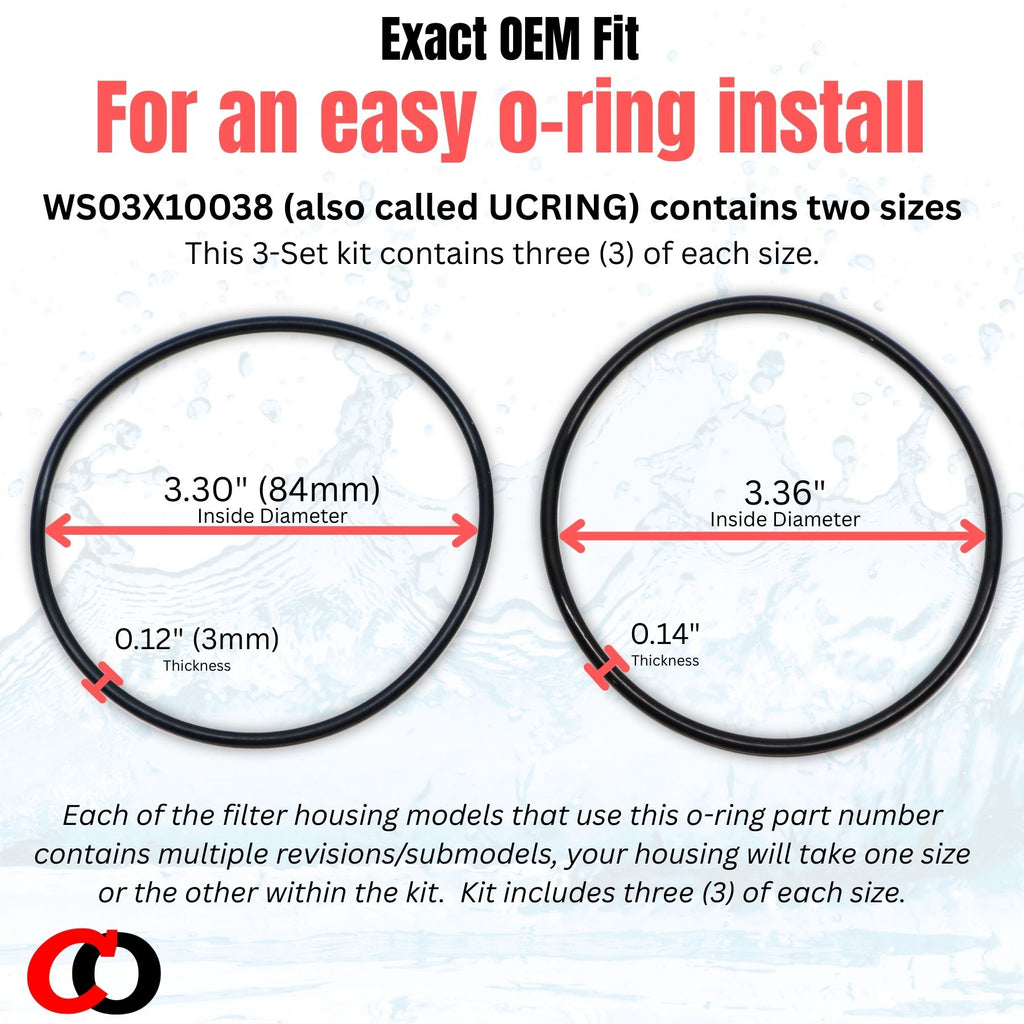 UCRING / WS03X10038 O-Rings for GE GXWH20F GXWH04F GXRM10RBL GX1S01R Water Filter Housings (3 Sets, 6 O-Rings)