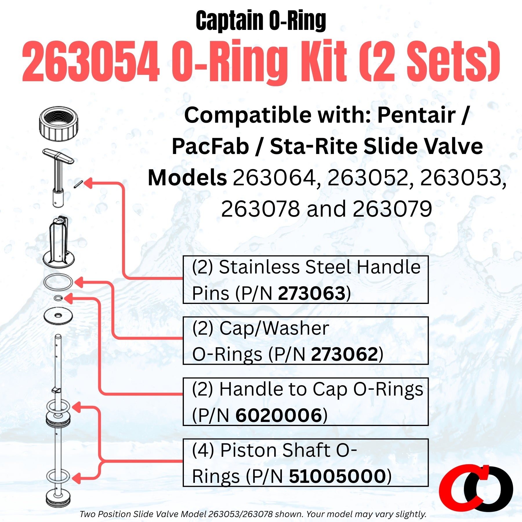 263054 O-Ring Kit for Pentair/PacFab/Sta-Rite Slide Valve 263064, 263052, 263053, 263078, 263079 (2 Sets)