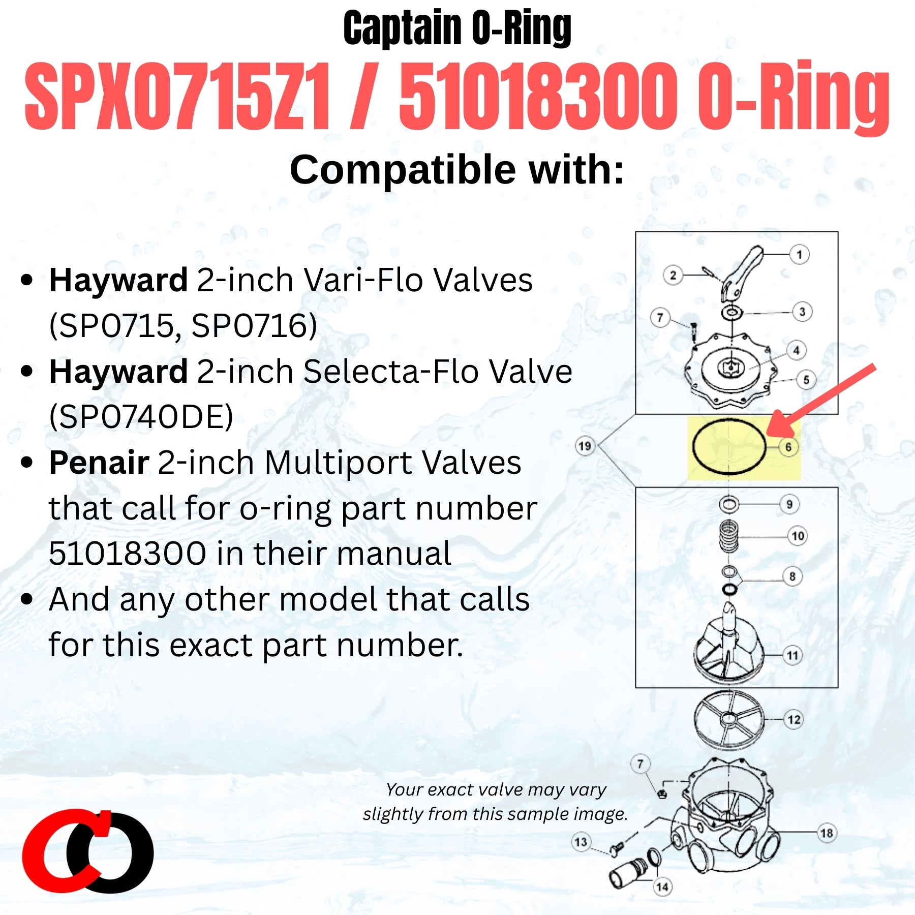 Hayward SPX0715Z1 / Pentair 51018300 Valve Lid O-Rings (2 Pack)