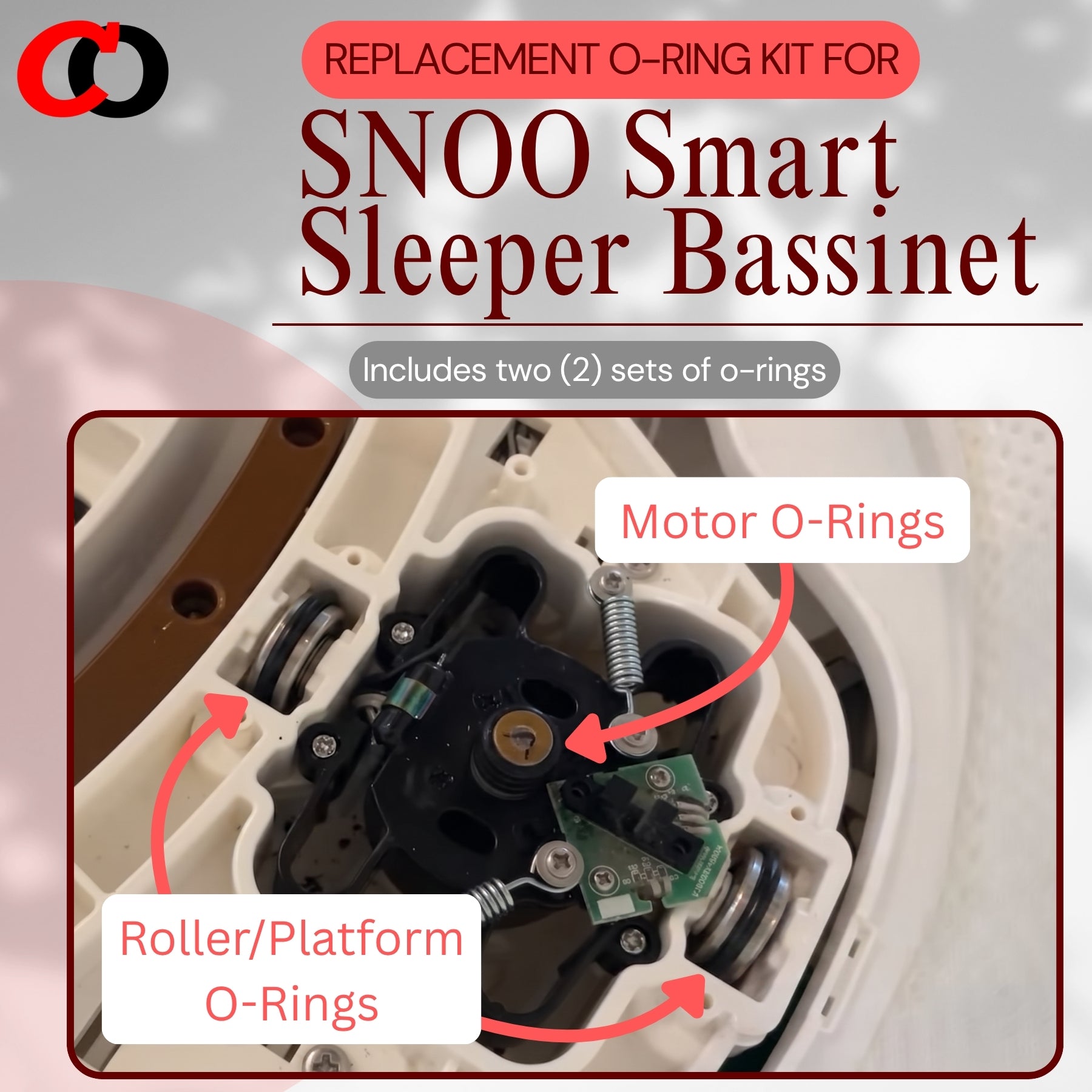 2x O-Ring Kit for SNOO Smart Sleeper Bassinet (2 Full ORing Rebuilds)