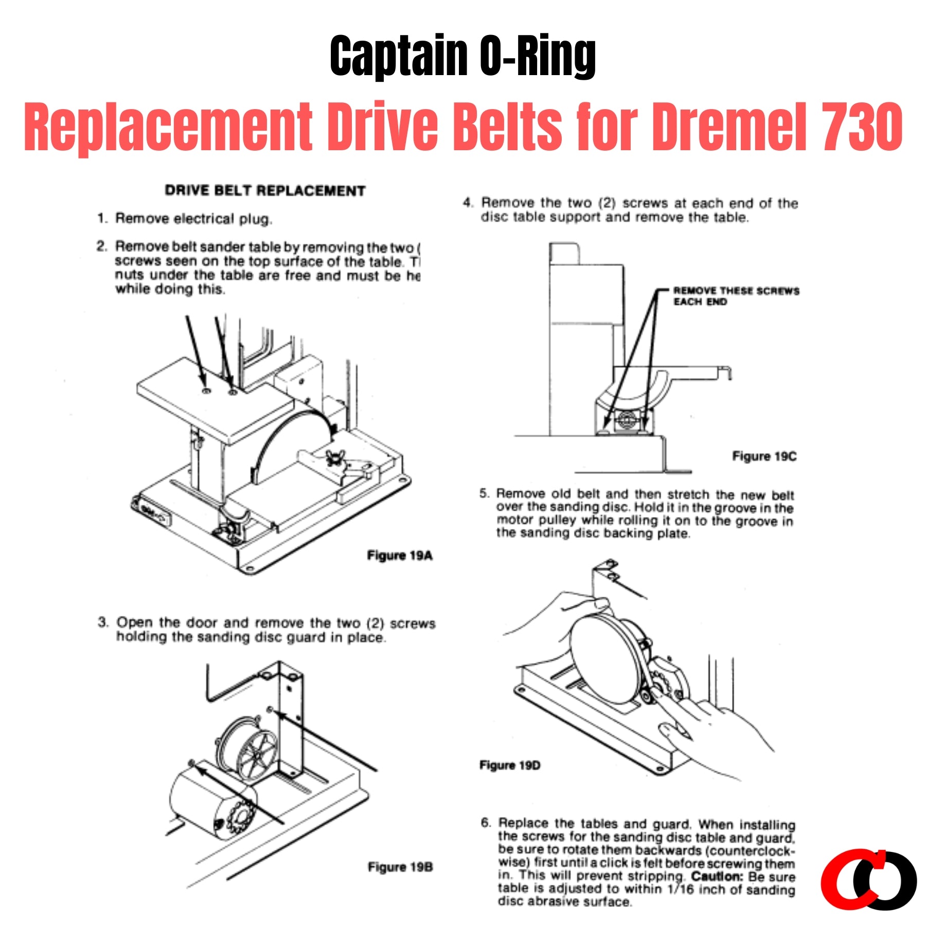 Replacement Drive Belts for Dremel 730 Disc-Belt Sander (2 Pack) – 730 738 73807 73810 73812 (also fits Sears/Craftsman 572.247600)