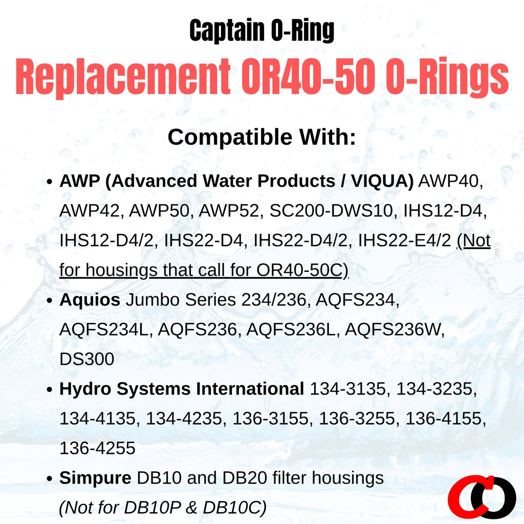 Replacement OR40-50 OR40-50W OR236 O-Rings for Viqua AWP, Simpure DB10,DB20, Aquios (3 Pack)