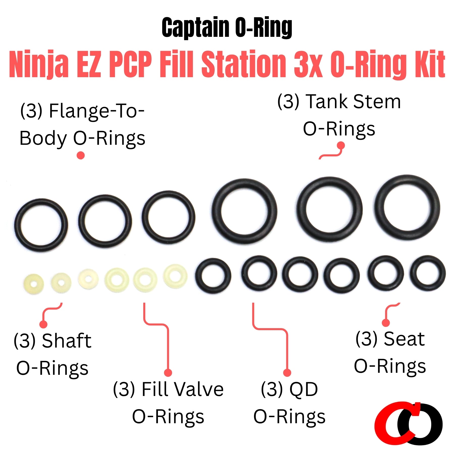 Ninja EZ PCP Fill Station O-Ring Rebuild Kit (3x Rebuilds)