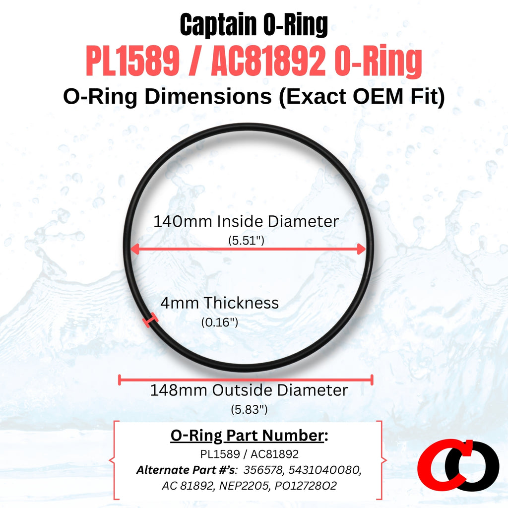 PL1589 / AC81892 Pump Housing O-Rings for Pureline Blue Torrent, Splash, Blue Wave, and more (2 Pack)