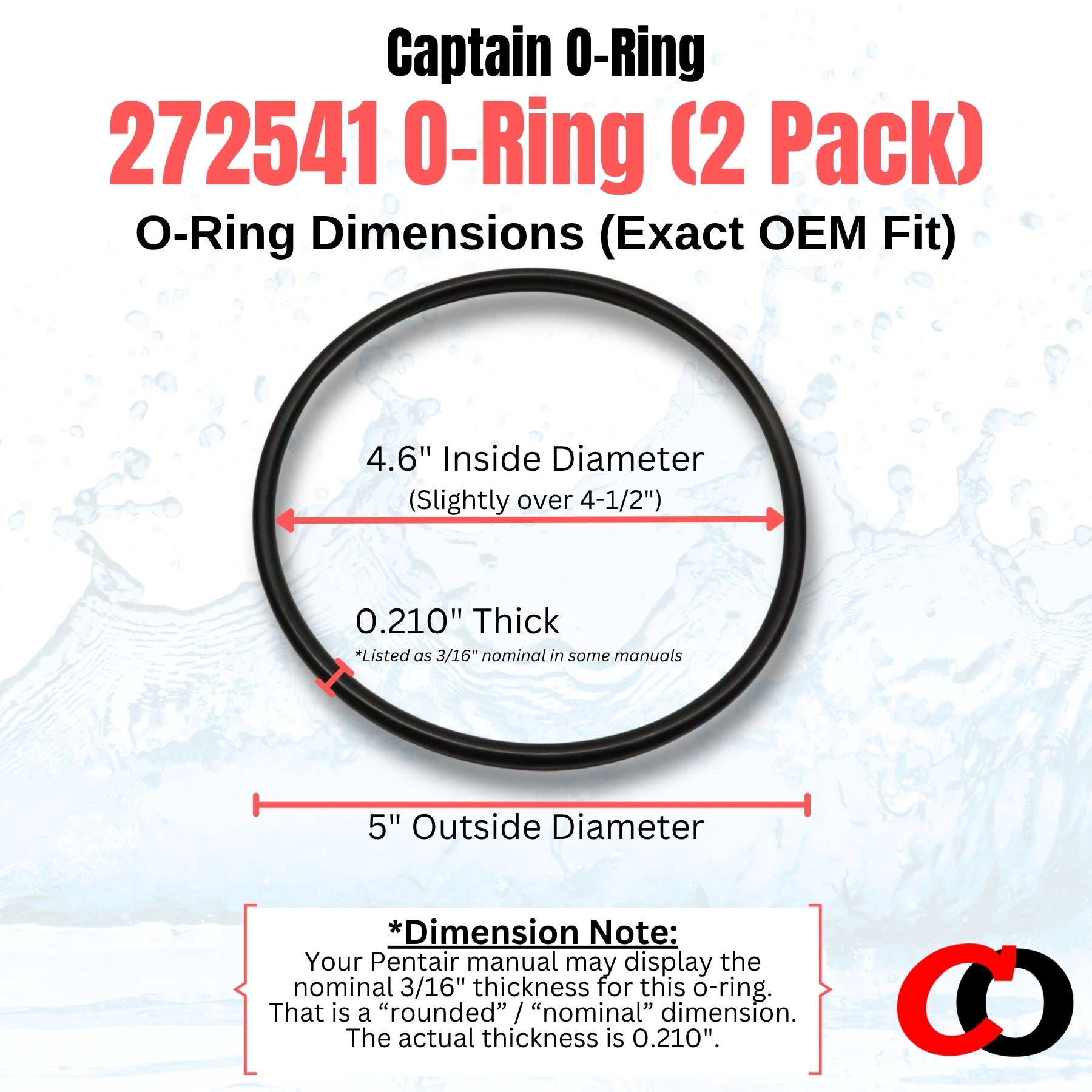 272541 O-Ring for Pentair Pool/Spa Filter and Valve (2 Pack)
