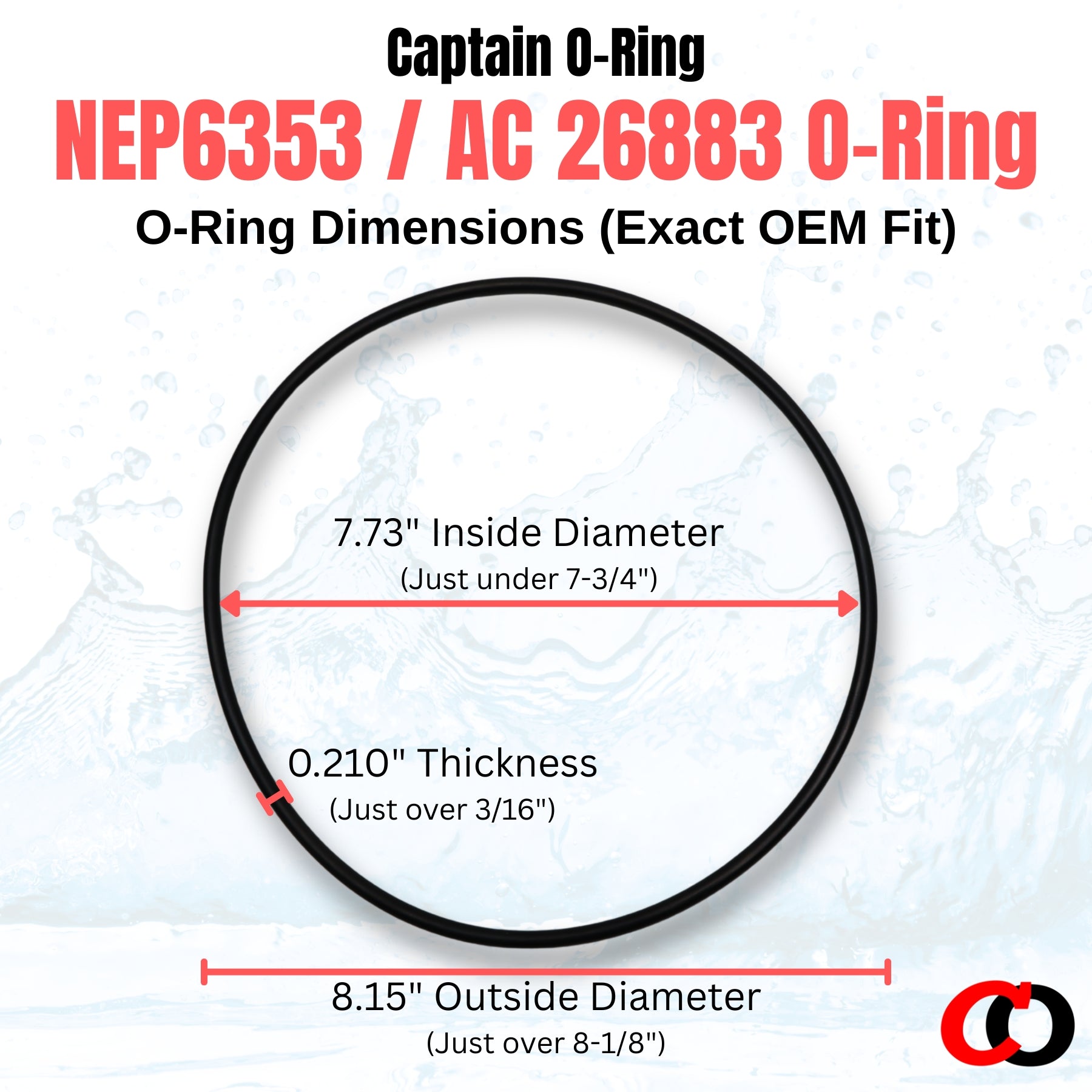 NEP6353 AC26883 Lid O-Rings for Pureline, Splash, Blue Wave Torrent, Doheny’s, Pooline, and more (2 Pack)
