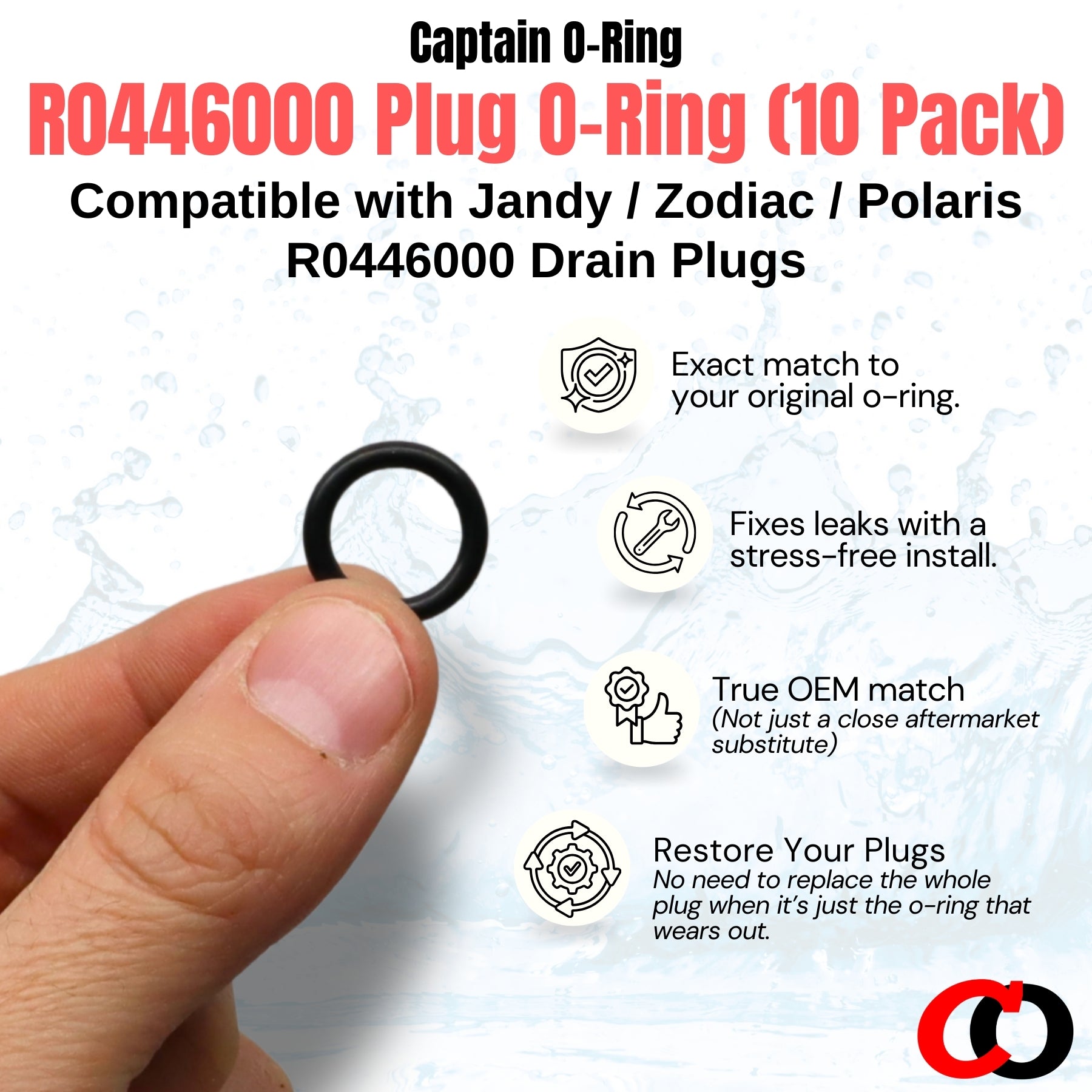 O-Rings for Jandy/Zodiac/Polaris R0446000 Filter Pump Drain Plug Gasket (10 Pack)