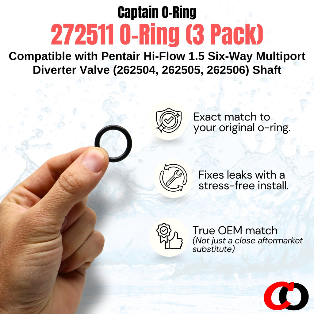 272511 O-Rings for Pentair Hi-Flow 1.5 Six-Way Multiport Diverter Valve Shaft (3 Pack)