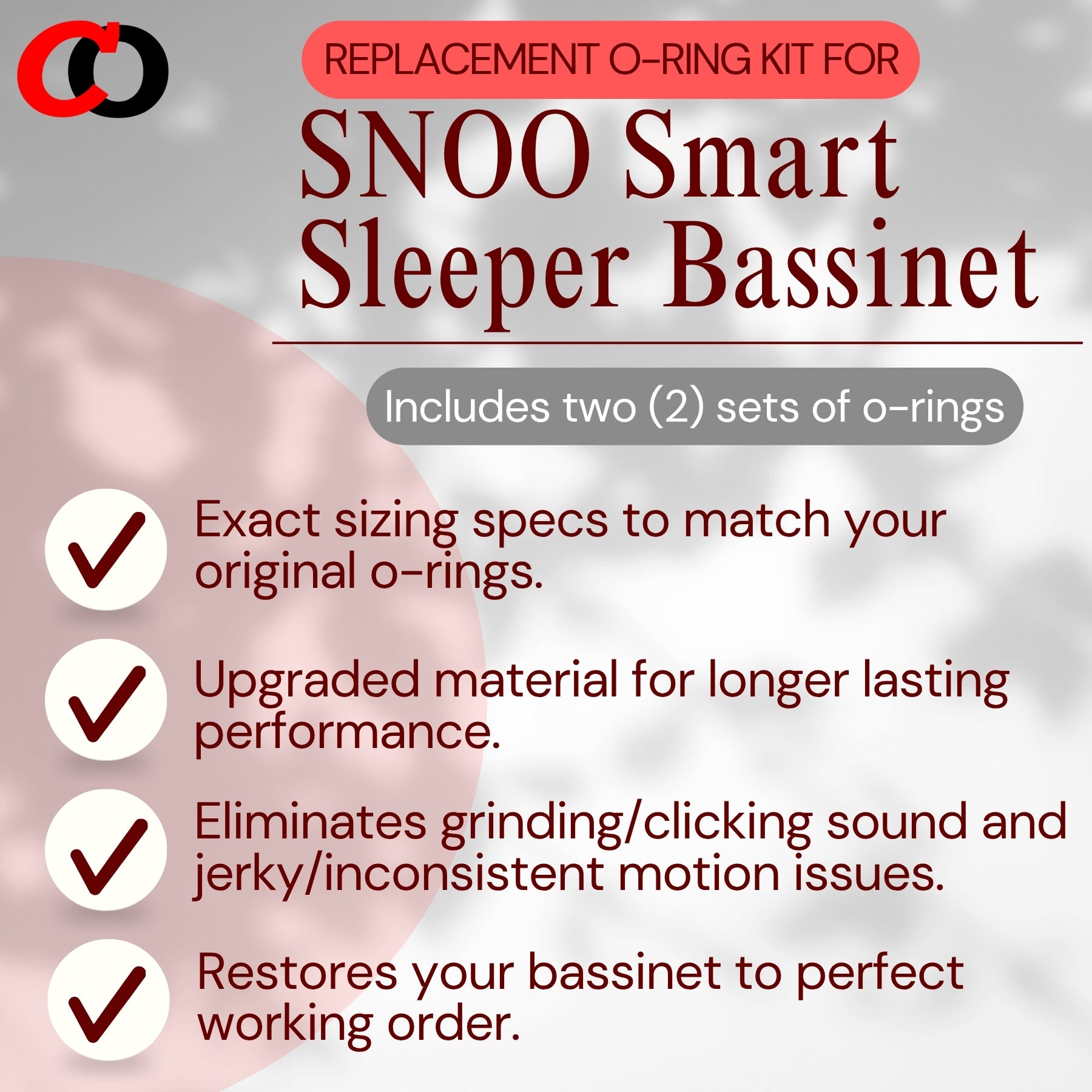 2x O-Ring Kit for SNOO Smart Sleeper Bassinet (2 Full ORing Rebuilds)