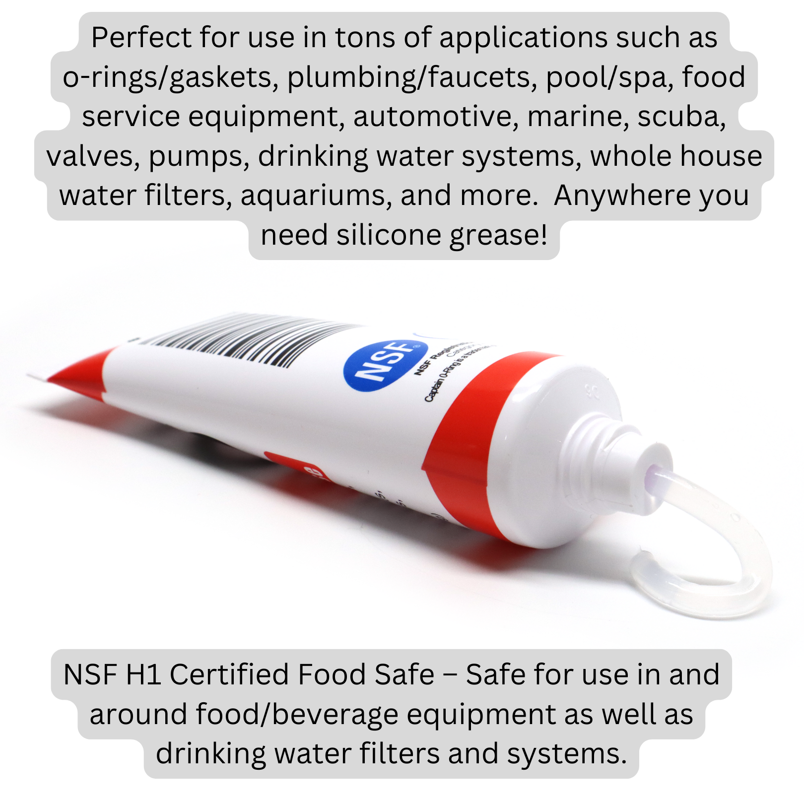 Captain O-Ring NSF Food Grade Silicone Lubricant Grease for O-Rings, Seals, Gaskets, Valves, Pools, Plumbing, Scuba, Automotive, and more (1.76oz, 50g) Captain O-Ring NSF Food Grade Silicone Lubricant Grease for O-Rings, Seals, Gaskets, Valves, Pools, Plumbing, Scuba, Automotive, and more (1.76oz, 50g)