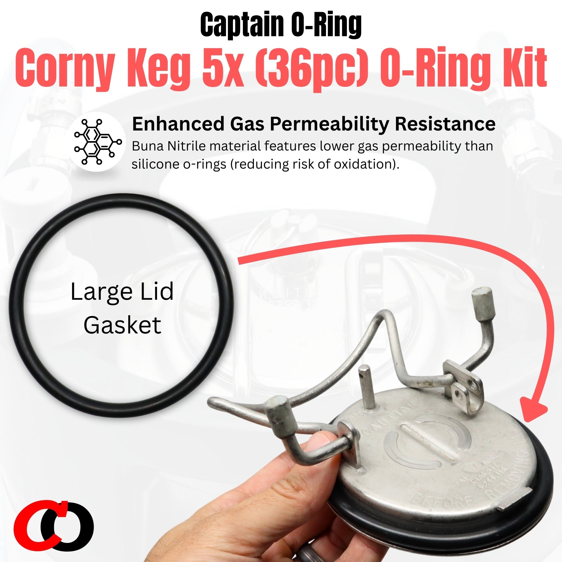 (5 sets) COLOR O-Ring Set for Cornelius Home Brew Keg [w/ O-Ring Pick]