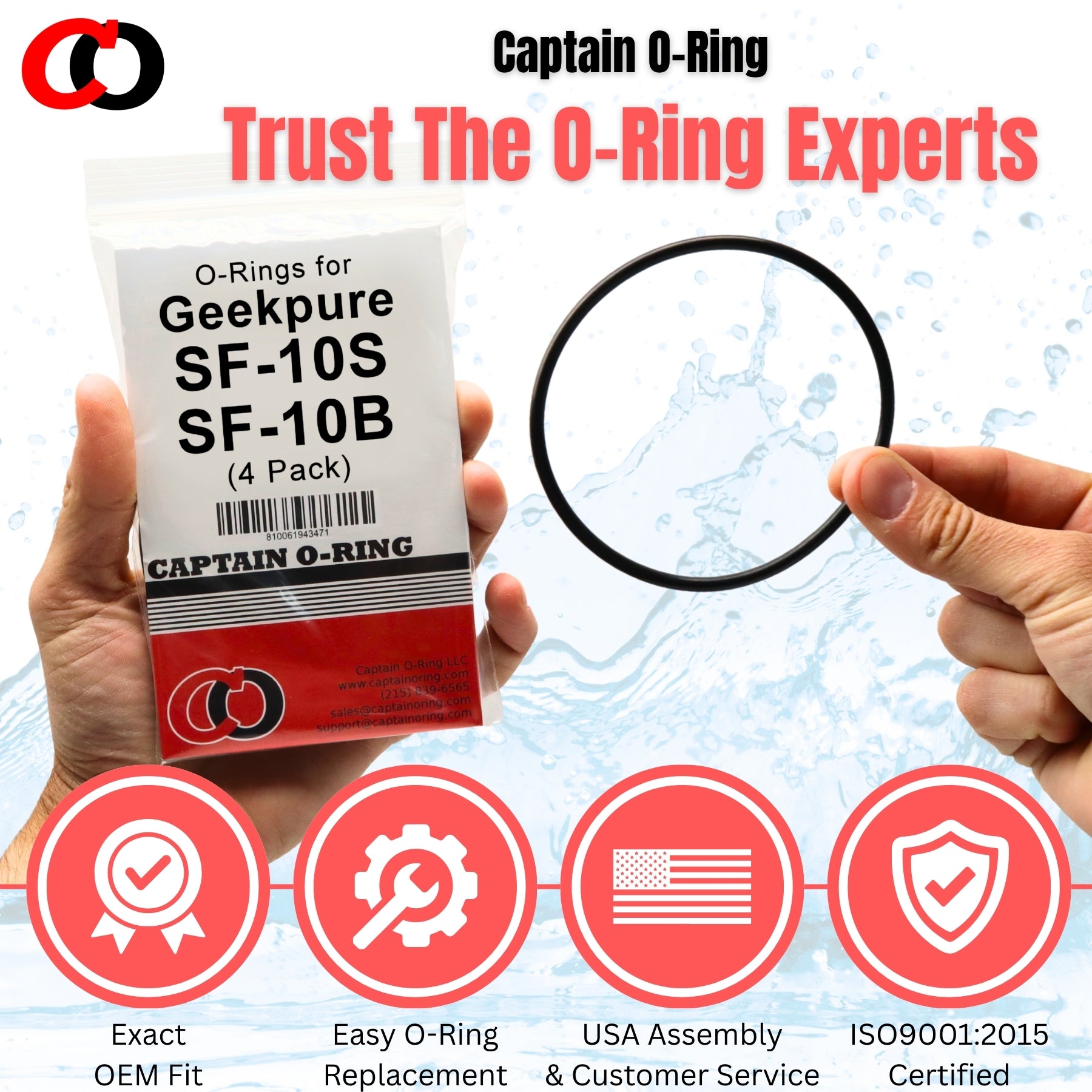 O-Rings for Geekpure SF-10S / SF-10B Filter Housings (for 2.5x10” SF-10S/B only) (4 Pack)