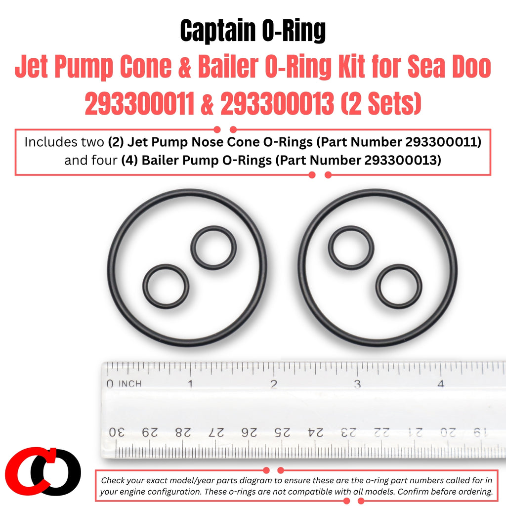 Jet Pump Cone & Bailer O-Ring Kit for Sea Doo 293300011 & 293300013 (2 Sets)