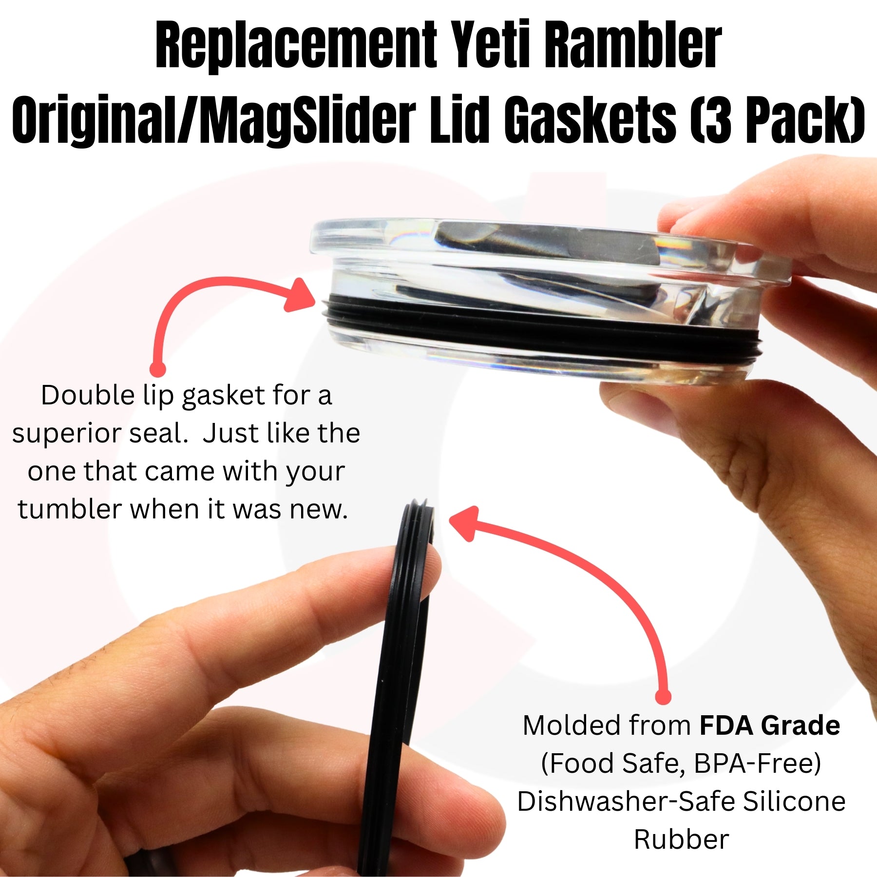 Yeti Lid Seal Gaskets for Magslider & Original Rambler Insulated Tumbler Mugs (3 Pack)