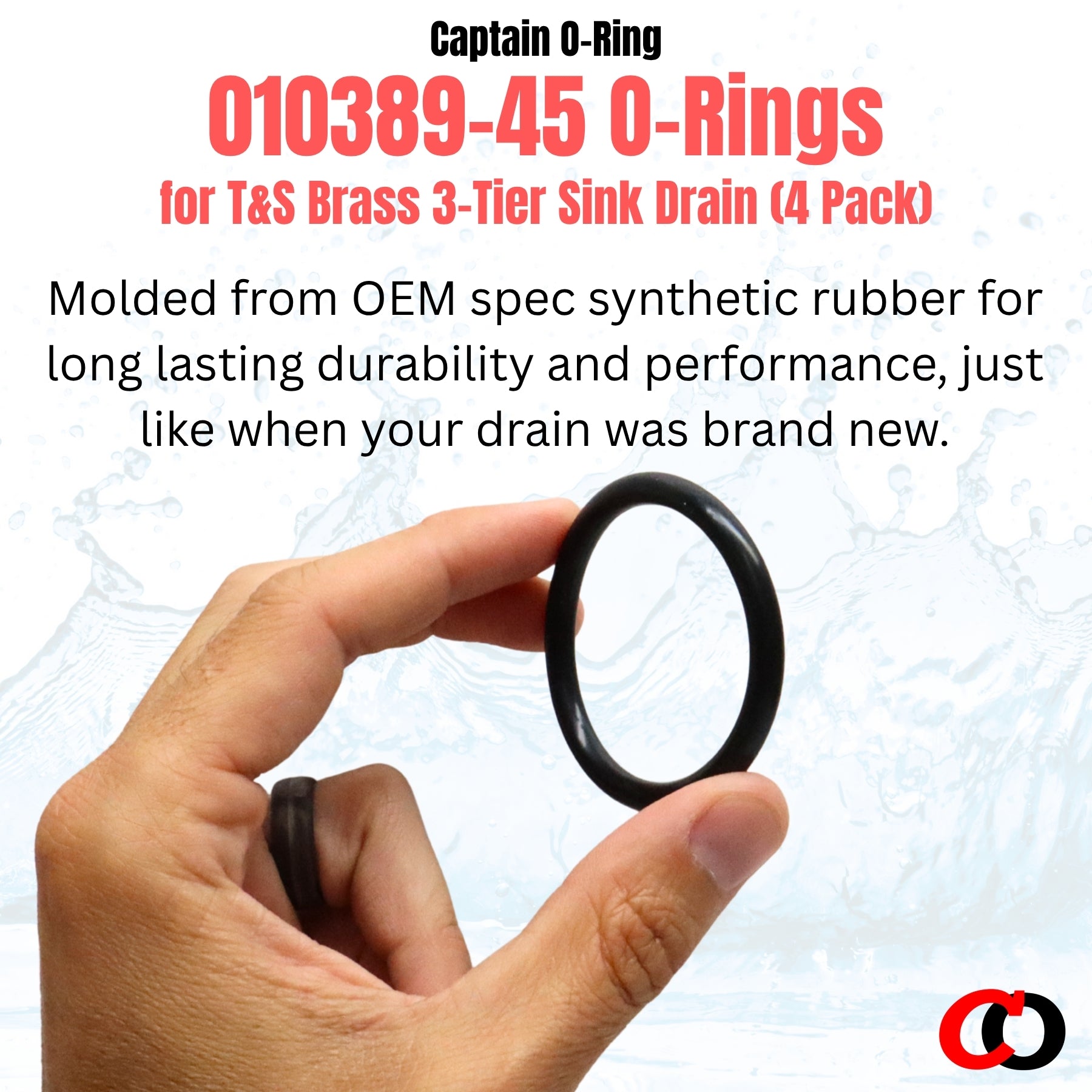 T&S Brass 010389-45 Plunger O-Rings for Waste Drain Valve (4 Pack)